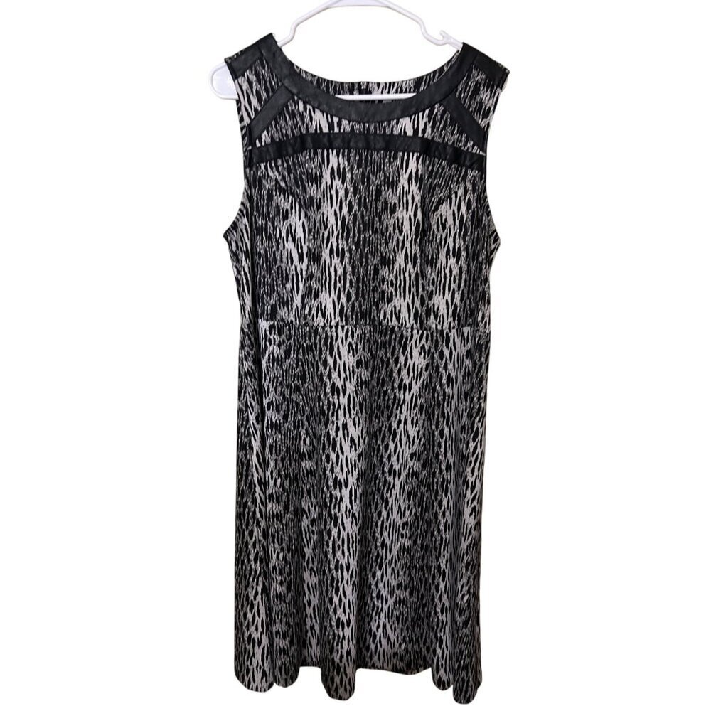 Lane Bryant Dress 16 Sleeveless Black White Animal Print Vacation Resort Cruise